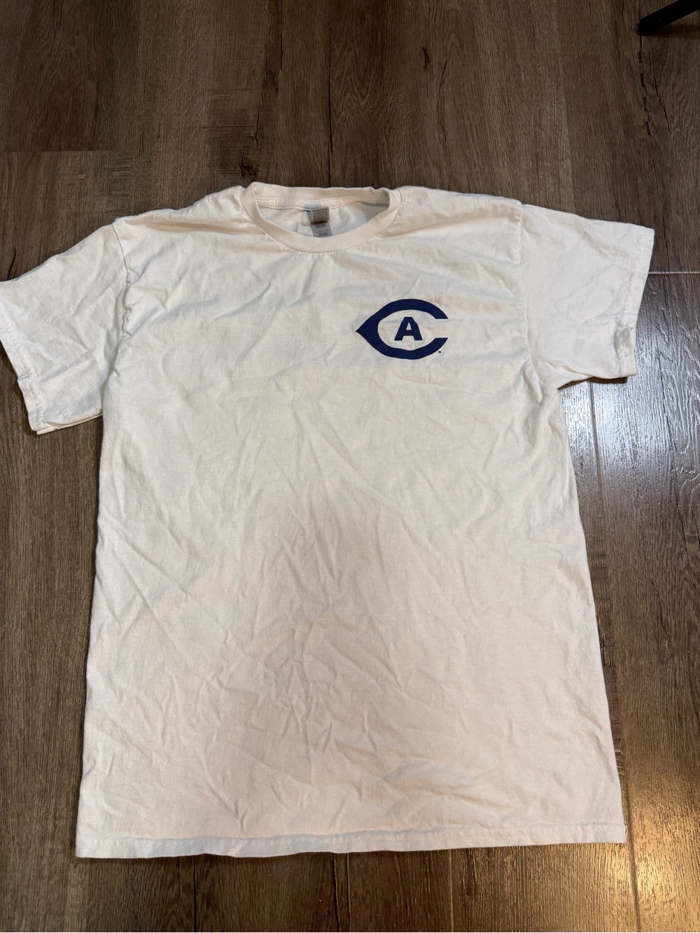 Gildan White Short Sleeve Tee with Navy 'A' Chest Logo